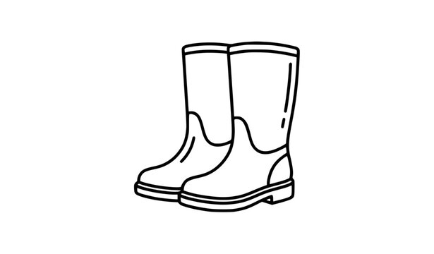 Classic rain boots pair line art icon outline vector illustration