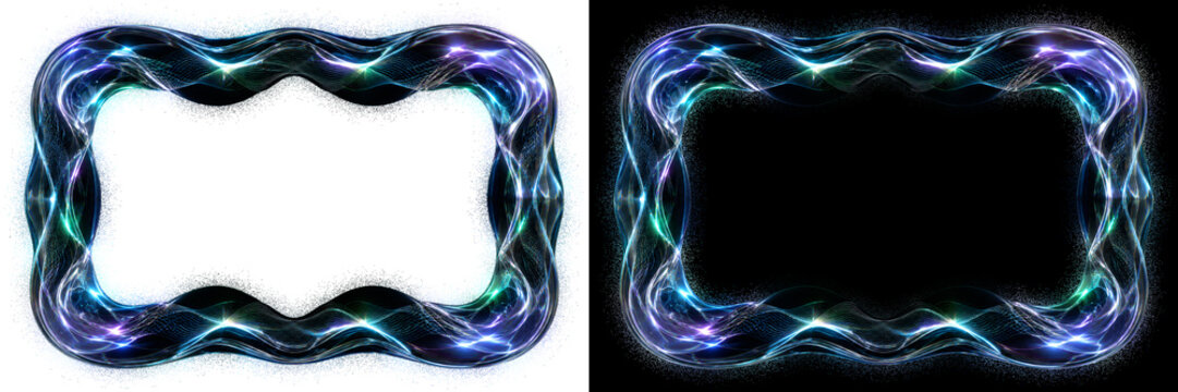 Futuristic Wavy Iridescent Glass Rounded Rectangle Frame Border UI Overlay Isolated