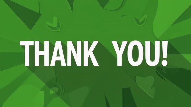 animated thank you text on green leafy background