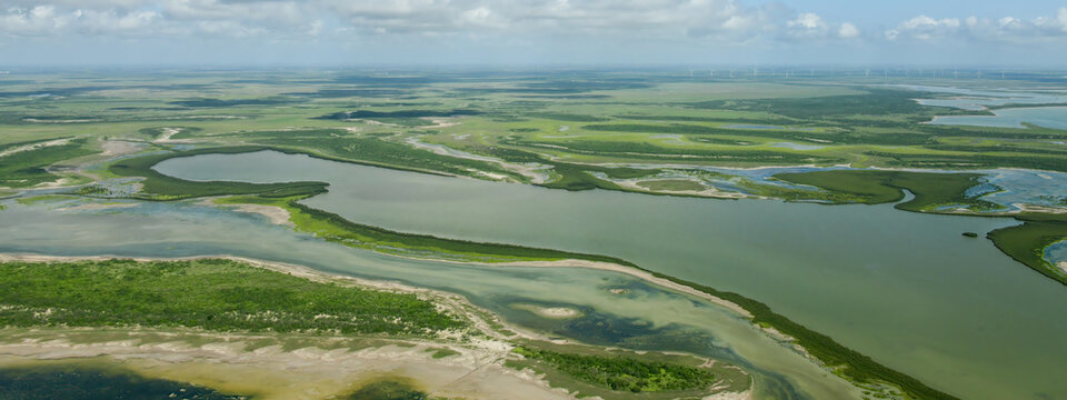 Aerial view near Port Isabel in Cameron County, Texas