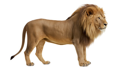 Majestic male lion with full mane standing profile view © Natalia