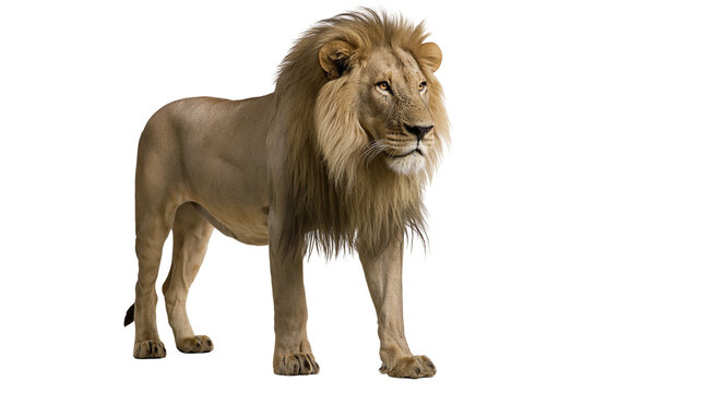 Majestic male lion with full mane standing