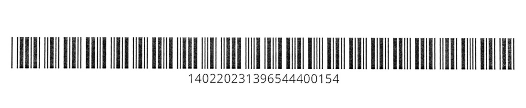 Scratched barcode with parallel lines on a white paper, top view. Line bar stickers icon containing data.
