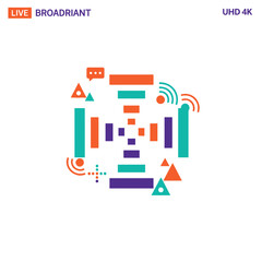 Obraz premium Abstract Live Streaming and Digital Broadcast Concept with Geometric Signal Waves