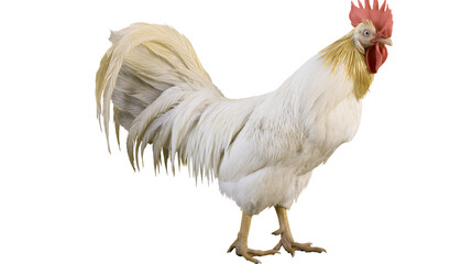 White rooster with golden neck feathers and red comb © Maria