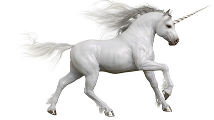 Majestic white unicorn with flowing mane and tail © Maria