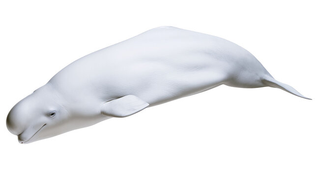 White beluga whale swimming, full body view