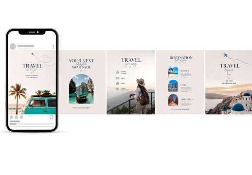Travel Agency Social Media Carousel Beige Accents