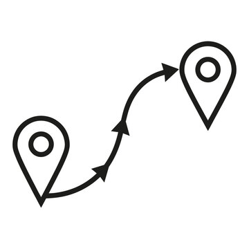 Location pin markers showing route travel path with gps navigation route planning gps marker navigation icon map pin location navigation