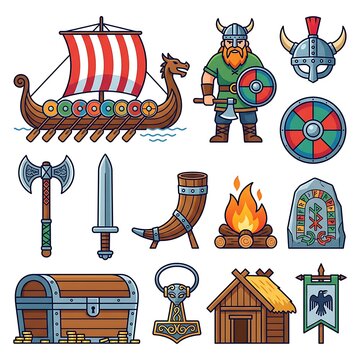 Colorful vector illustration of global cultural landmarks and symbols.