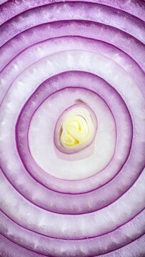 Close-up of a sliced red onion, showing concentric rings