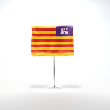 Colorful striped fabric banner with AFA logo hanging indoors.
