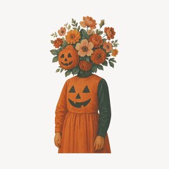 Obraz premium Surreal floral pumpkin head