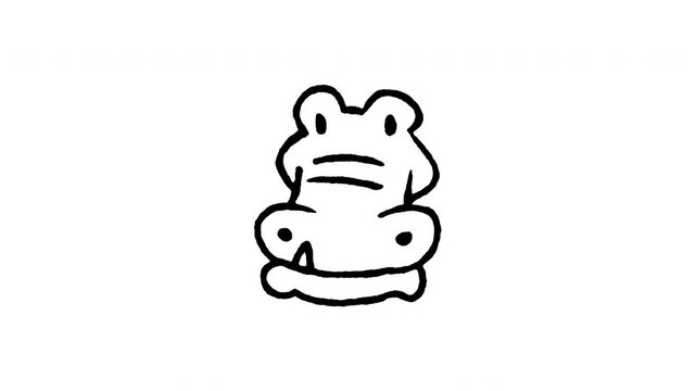 Animated 4K crocodile head doodle icon with line boil action. Hand drawn line art on black and green screen backgrounds for alligator face, wild reptile, swamp beast, predator animal edits.