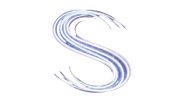 A blue and purple swirly letter s on a white background isolated on transparent background