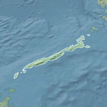 Animated 3-dimensional map of Palawan Island with borders in format 1080p