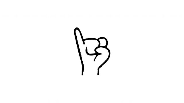 Hand drawn 4K pinky swear hand doodle animation with boiling line motion. Frame by frame outline on black and green screen backgrounds, perfect for promise gesture, little finger sign, ASL I.