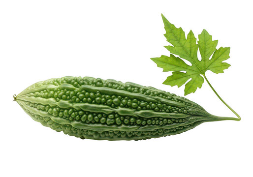 Bitter melon with leaf on transparent background bitter melon karela gourd vegetable