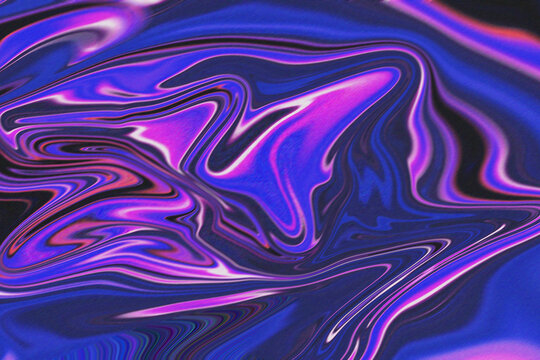 Abstract flowing purple and blue liquid swirls with vibrant light reflections and smooth textures for modern design backgrounds