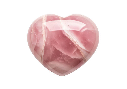 Polished rose quartz heart shape on transparent background stone mineral gemstone