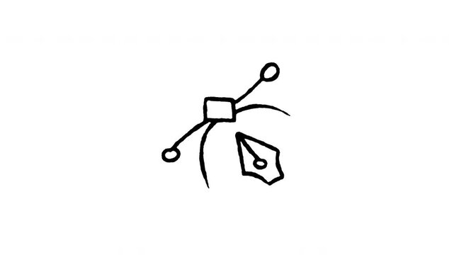 Hand drawn 4K vector design pen tool doodle animation with boiling line motion. Frame by frame outline on black and green screen backgrounds, perfect for Bezier curve anchor point, designer.