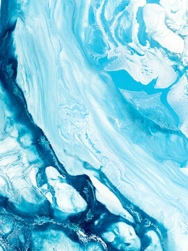 Blue wave creative abstract hand painted background, marble texture, abstract ocean