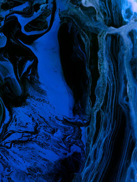 Abstract blue wave creative hand painted background, marble texture, abstract ocean, acrylic painting on canvas.