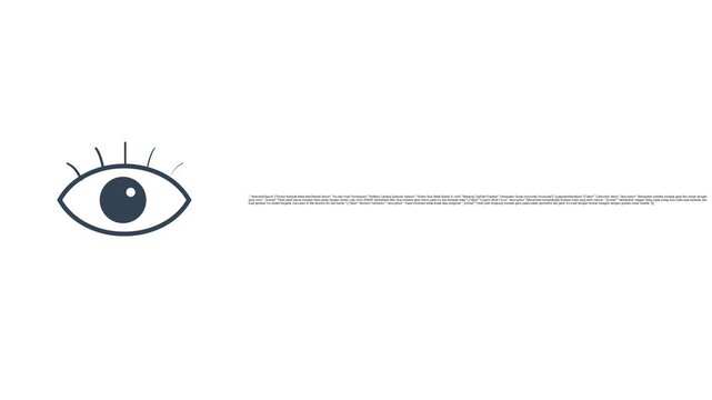 Abstract digital eye scan icon with data text stream on white background