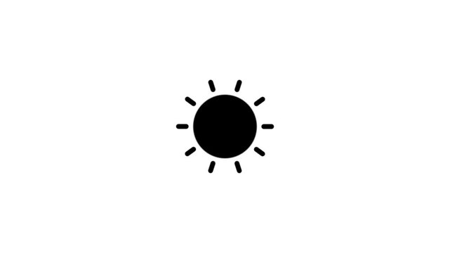 Simple rotating sun icon loop animation on Black Background