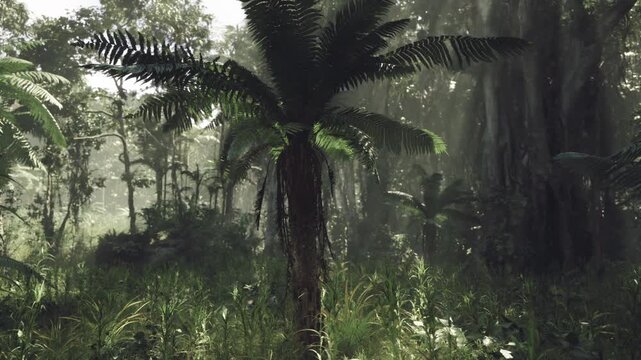 Dense tropical understory ideal for biodiversity and habitat narratives, layered canopy, ferns and saplings demonstrate ecosystem complexity, excellent backdrop