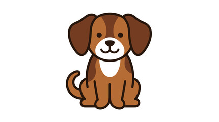 Cute brown puppy sitting flat vector cartoon dog illustration
