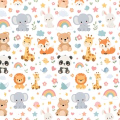 Obraz premium seamless pattern with cute animals