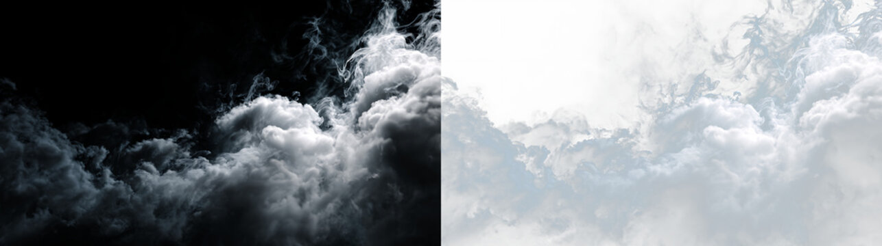 Clouds swirl softly in the sky creating a vast white canvas with hints of blue during the daytime, PNG with a light overlay