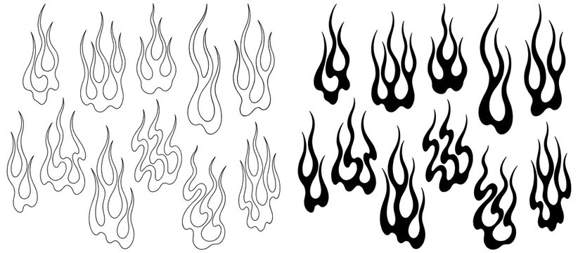 Japanese style fire illustrations isolated on a transparent background