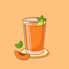 A refreshing glass of orange fruit juice with lime and mint © Sendok