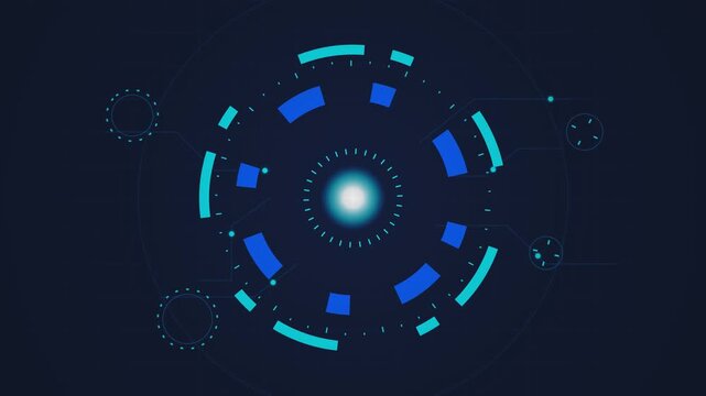 Futuristic digital user interface circle scanning motion graphics element for modern high tech video production projects