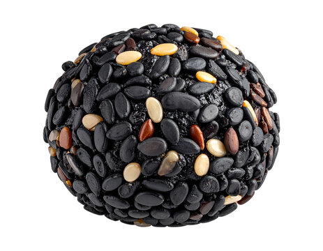 Til gul laddu, black sesame seeds balls sweet isolated on transparent png