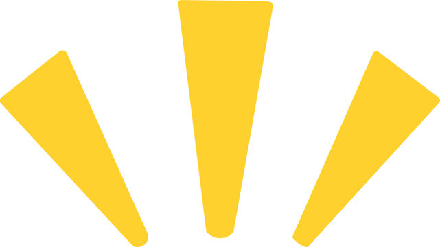 Hand-drawn style yellow three emphasis lines or radiating strokes. Surprise concept.