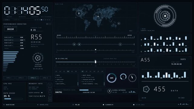 Futuristic Digital HUD User Interface Data Dashboard Animation