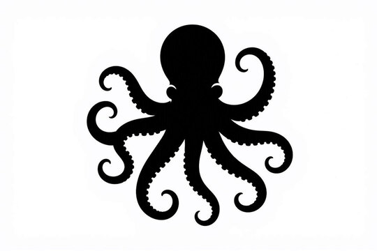 octopus silhouette white background 
