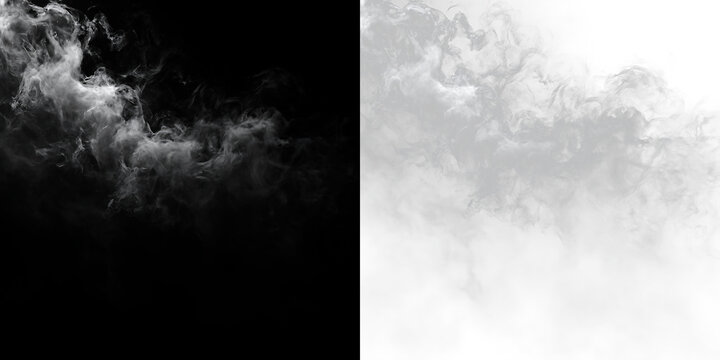 Swirling gray smoke on transparent background creating a dynamic visual effect for various designs and projects, PNG with a light overlay