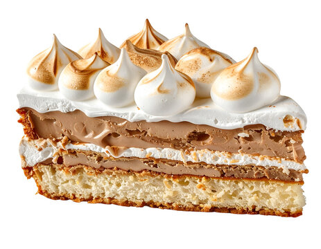 coffee meringue cake or dacquoise isolated on transparent png