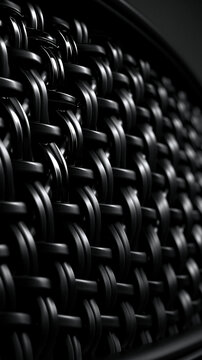 Black Woven Mesh Texture Background with Interlocking Pattern