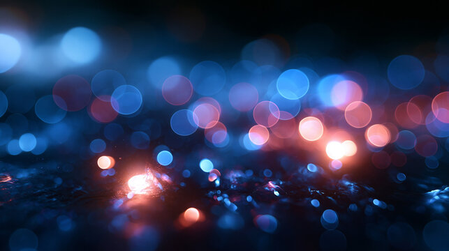 Abstract Blue and Warm Bokeh Lights Background