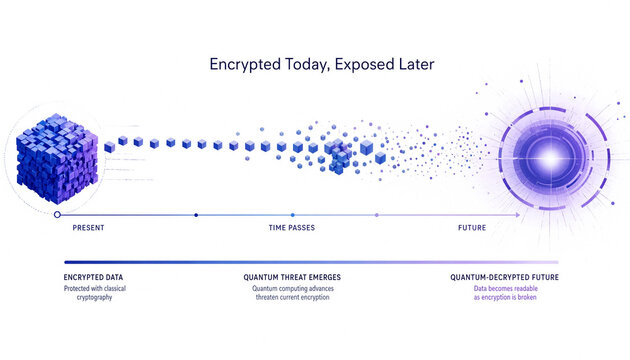 Encrypted Today Exposed Later Diagram of Quantum Cryptography Threat