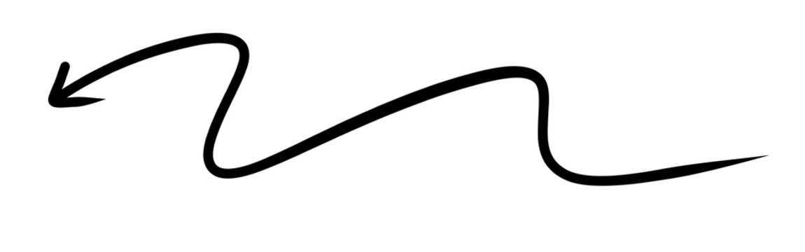 Black double ended wavy arrow line on white background