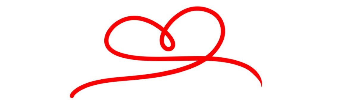Red hand drawn heart shape swirl vector on white background