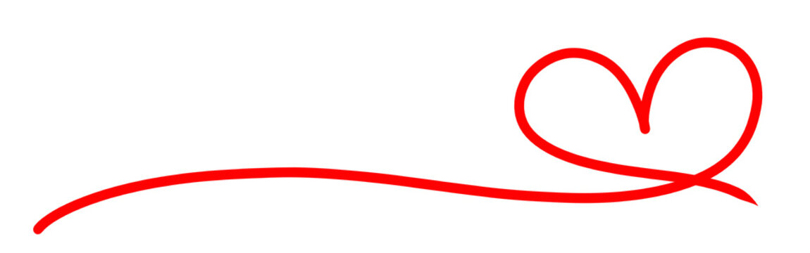Red underline swoosh with heart shape on white background