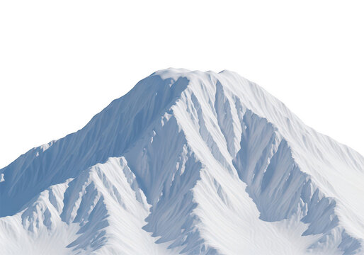Snowy mountain peak isolated on transparent background