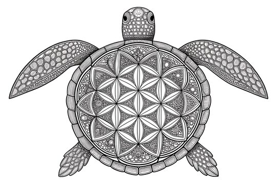Intricate turtle shell mandala vector art